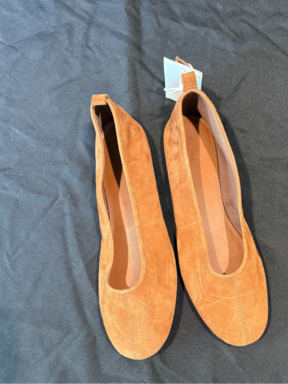 H&M Women's Suede Slip-On Ballet Flats in Camel Color